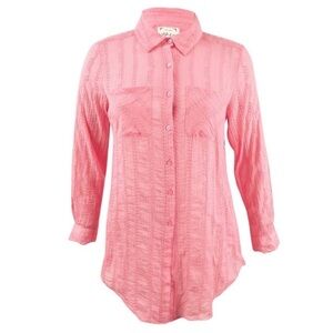 Style & Co Womens Made‎ In India Pink Cotton Embroidered Button Down Top Size 2X